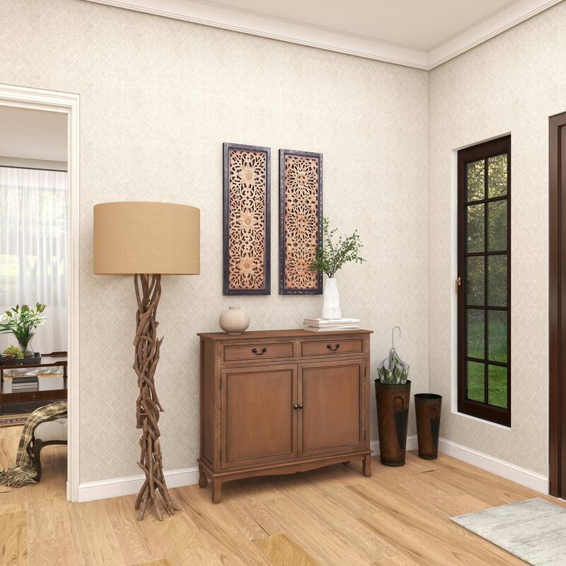 Brown MDF Traditional Wall Decor Ornamental (Set of 2)