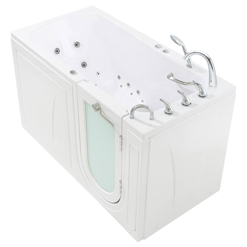 Ella Big4One 33"x66" Walk in Bathtub, Air + Hydro + Independent Foot Massage, 5 Piece Fast Fill Faucet, Dual 2" Drains - Standard - Right Door