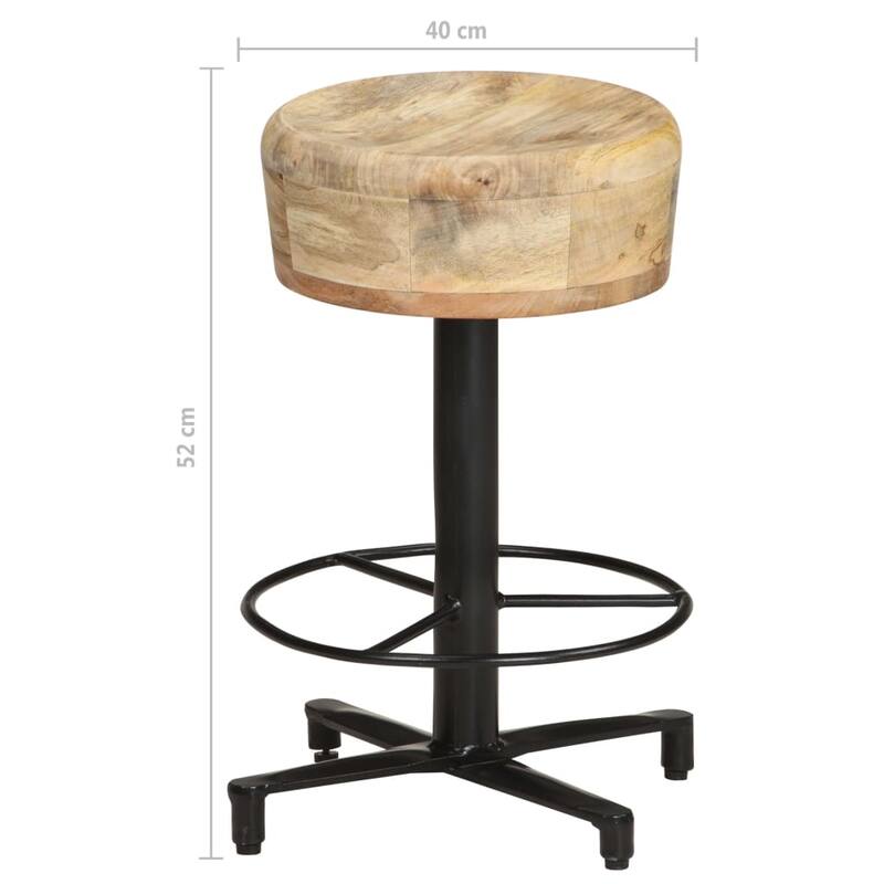 vidaXL Bar Stools 2 pcs 20.5" Solid Mango Wood
