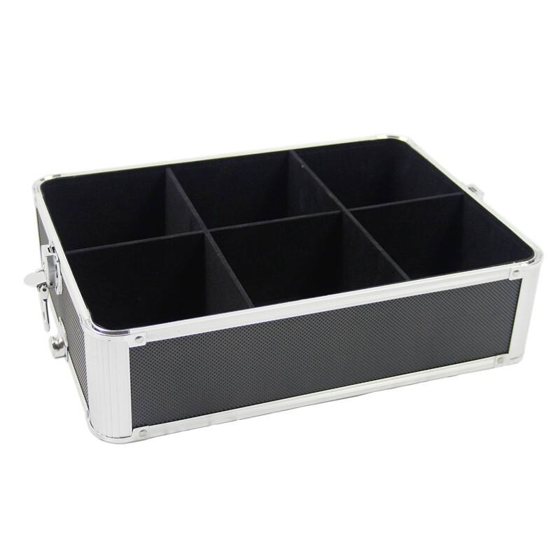 Black Aluminum Multiple Compartments Makeup Case with Draw-Bar Design for Travel Friendly - 13.77” x 9.84” x 29.52