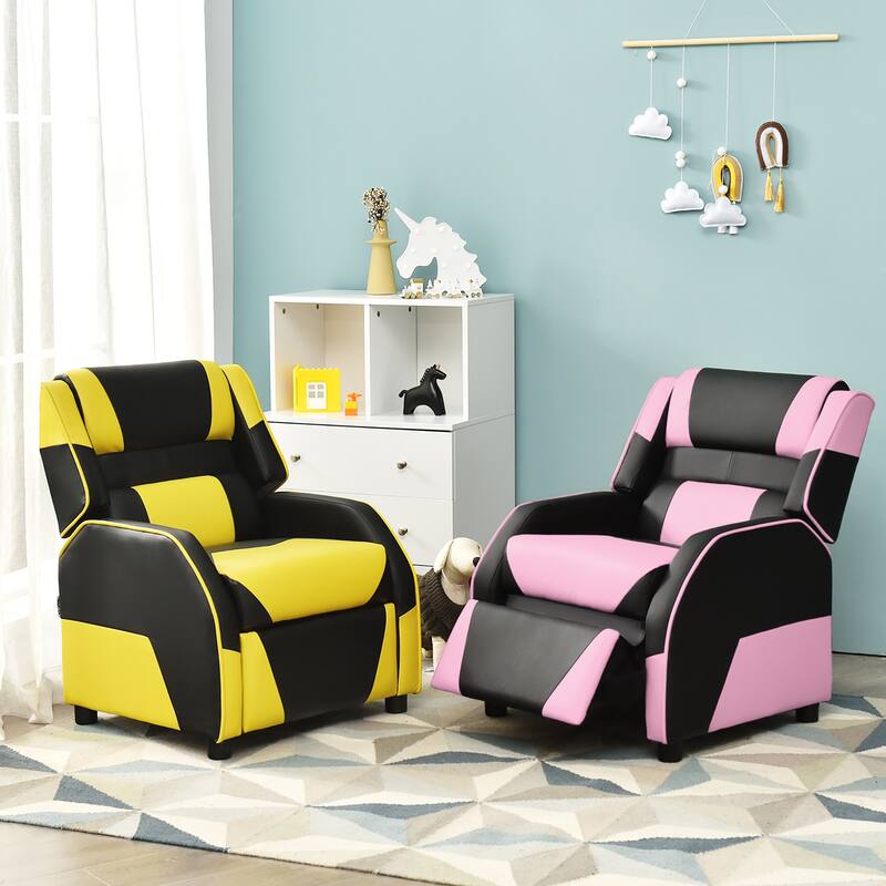 Costway Kids Youth Gaming Sofa Recliner w/Headrest & Footrest PU