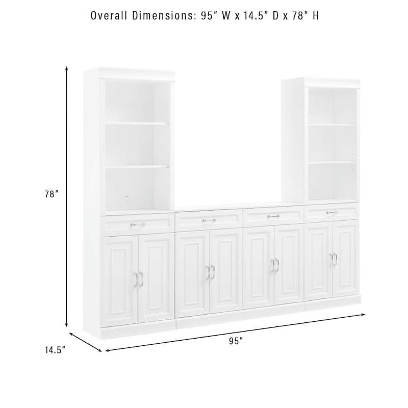 Crosley Stanton 3-Piece Sideboard And Storage Bookcase Set