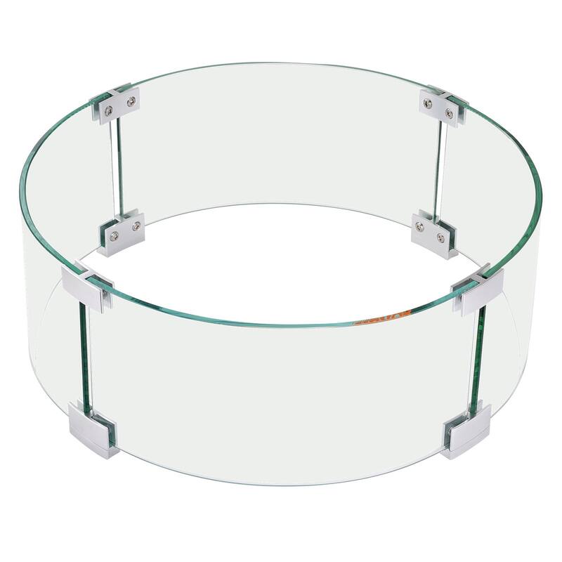 Tempered Glass Flame Guard for Fire Pit Round Wind Shield Outdoor Use