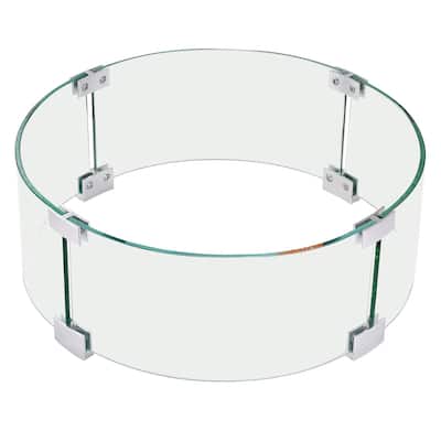 Tempered Glass Flame Guard for Fire Pit Round Wind Shield Outdoor Use