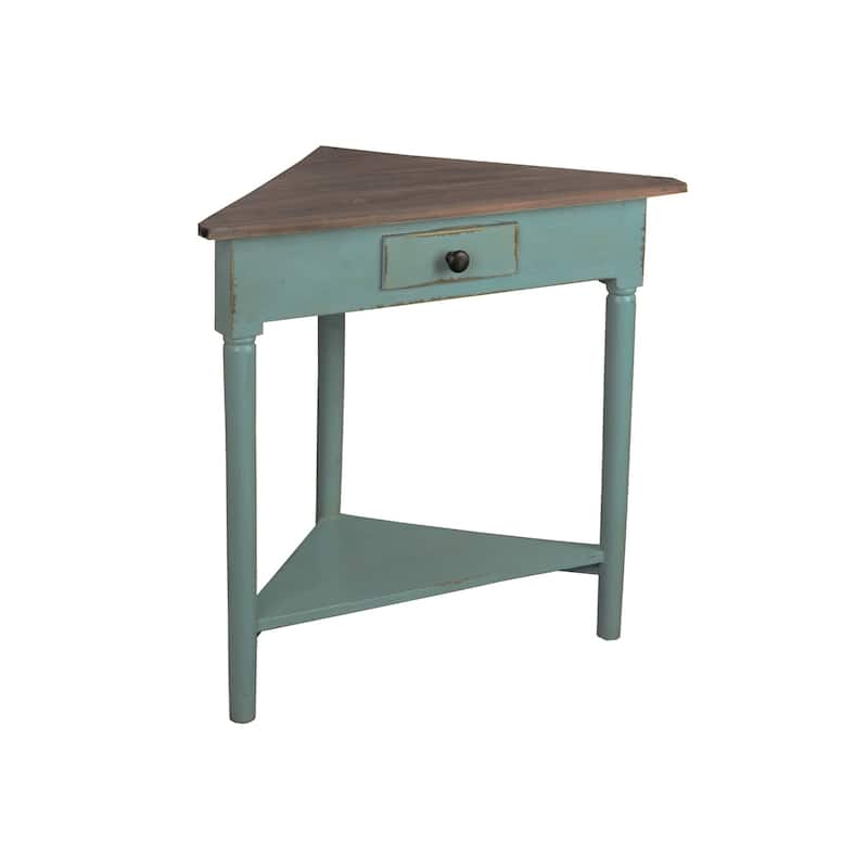 Corner End Table with Shelf - Solid Wood Accent Table - Triangle Side Table - Fully Assembled - Home Decor - 29.75