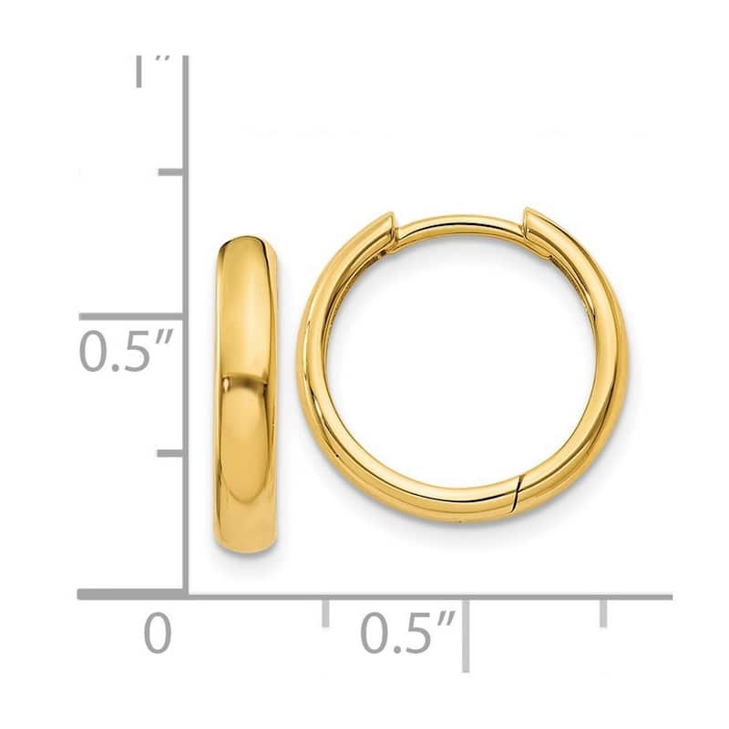 Curata 14k Yellow Gold Polished Hinged Hoop Earrings - 11x4mm
