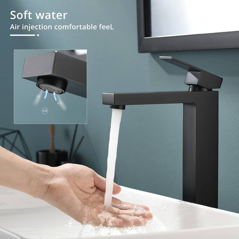 Modern Single Handle Bathroom Sink Faucet with Overflow Pop Up Hole, Control Hot and Cold, Suitable for Home Hotel Bathroom