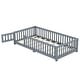preview thumbnail 9 of 12, Gray Twin Size Pine Floor Bed with Guardrails & Door