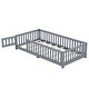 preview thumbnail 50 of 109, Pine Wood Floor Bed with Safety Guardrails and Door for Kids, Boys, Girls, Bedroom