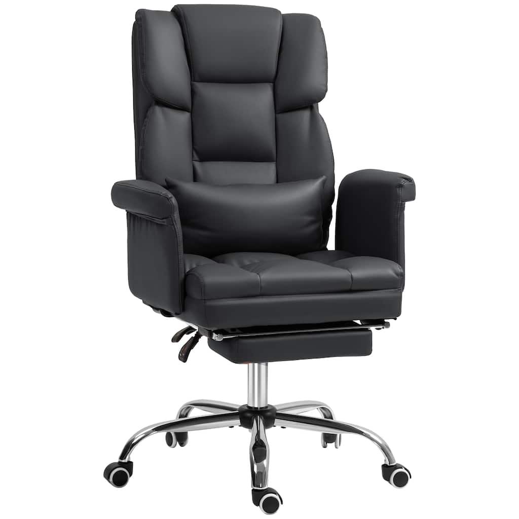 Executive PU Leather Office Chair with Footrest, Reclining Back, and Ergonomic Swivel Design