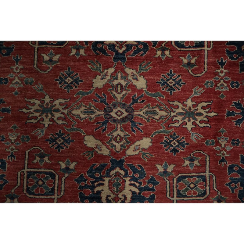 Hand Knotted Oriental 100% Wool Carpet Traditional Floral Red Kazak Area Rug - 10' 11'' X 7' 6''