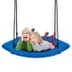 preview thumbnail 2 of 6, 37" Hexagon Tree Kids Swing with Adjustable Hanging Rope - 37"x 33"x 40"- 63" (L x W x H) Blue