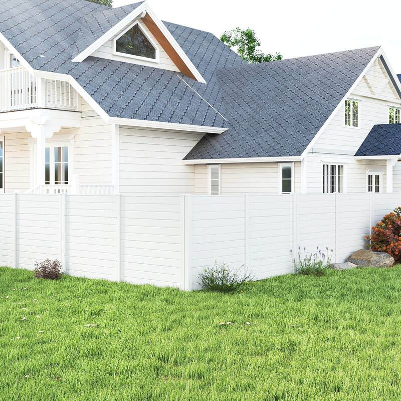 Costway Outdoor 48"L x 48"H PVC Privacy Fence Panels with Metal Ground - See Details