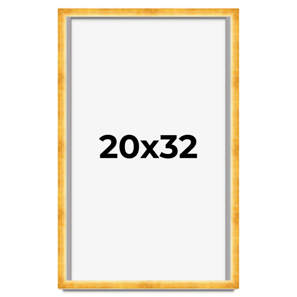 20x32 Shadow Box Frame Gold | 1.625 Inches Deep Real Wood Traditional