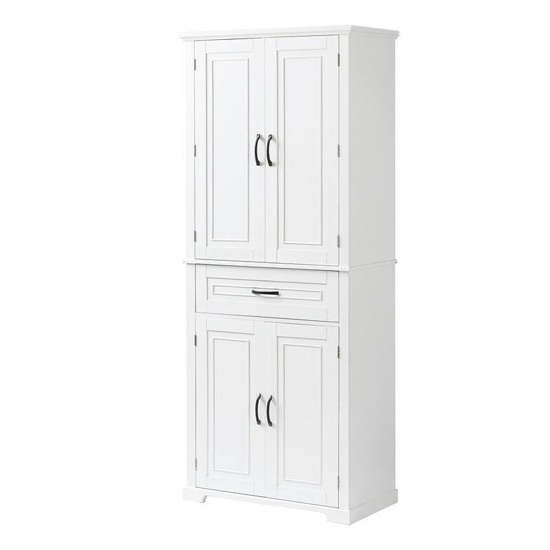 Bathroom Floor Cabinet, Freestanding Storage Cabinet with Doors and Drawer, Kitchen Cupboard with Adjustable Shelf