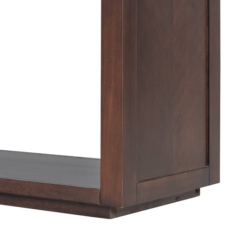 55" Rustic Wooden Entryway Console Table with Storage Drawers & Open Shelf