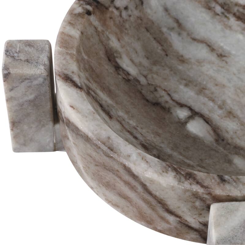 Stone Marble Bowl Sleek Sculptural Base and Modern Decorative Design - 10" x 10" x 3"