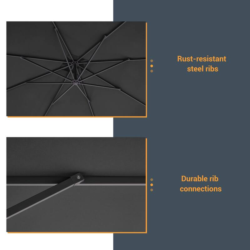 LIVOOSUN 8.2x8.2ft Offset Patio Umbrella Hanging Umbrella w/Steel Ribs