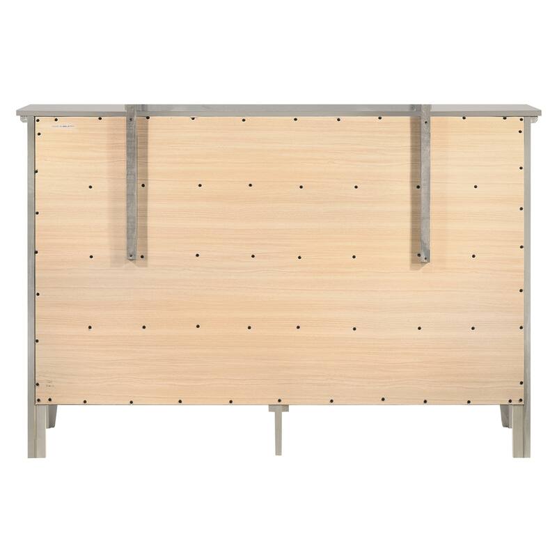 10-Drawer Silver Champagne Double Dresser with Luxurious Finish, Ample Storage, and Elegant Bedroom Styling