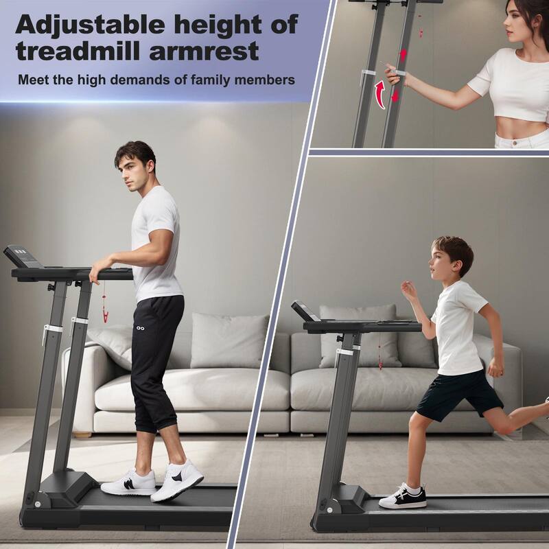 Treadmill with Adjustable Desk Workstation, 2.5HP Folding Jogging Walking Machine Portable Walking Pad with LCD Display