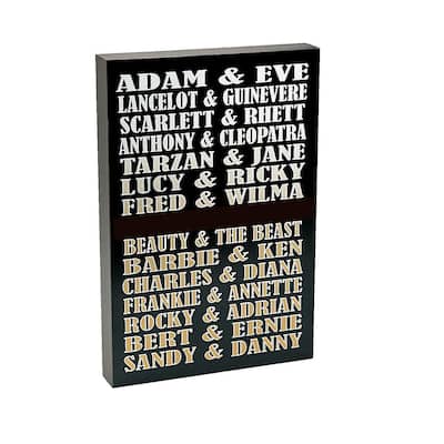Famous Couples Wall Sign, Home Decor, 1 Piece