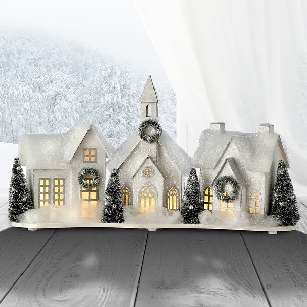 slide 2 of 3, 16" LED Cardboard Snowy Village
