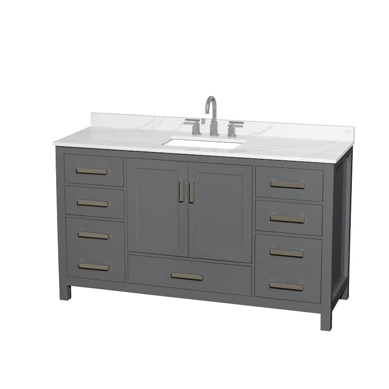 Sheffield 60-inch Single Vanity, 3 Hole Quartz Top