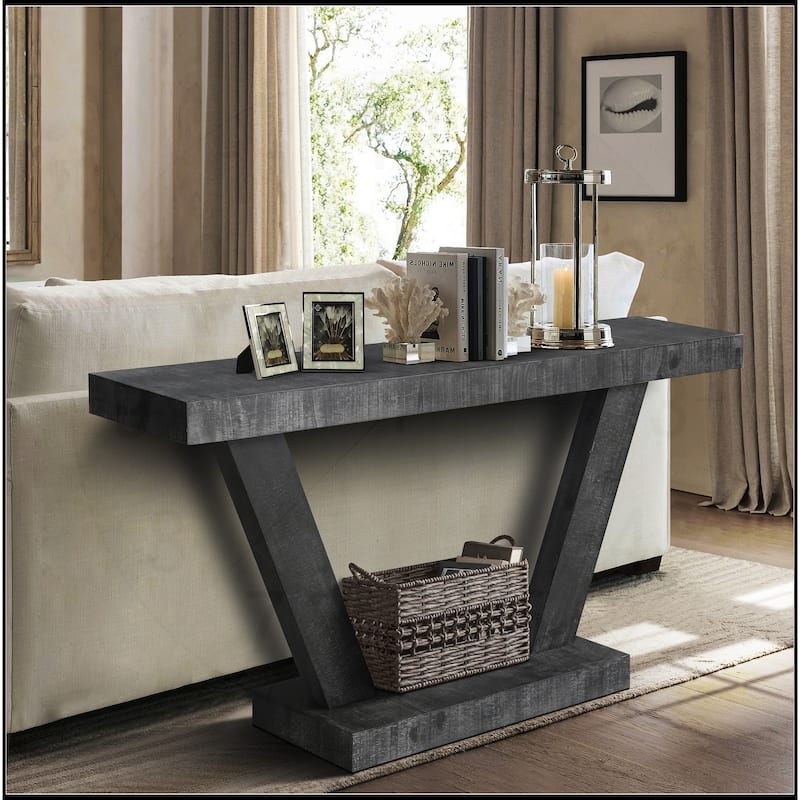 60 Inches Vintage Distressed Wood Entryway Console Table