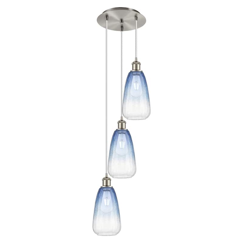 Innovations Lighting Endless Possibilities Ballston - Brookhaven Almond - 3 Light 13" Cord Hung Multi Pendant - Sapphire Blue/Brushed Satin Nickel