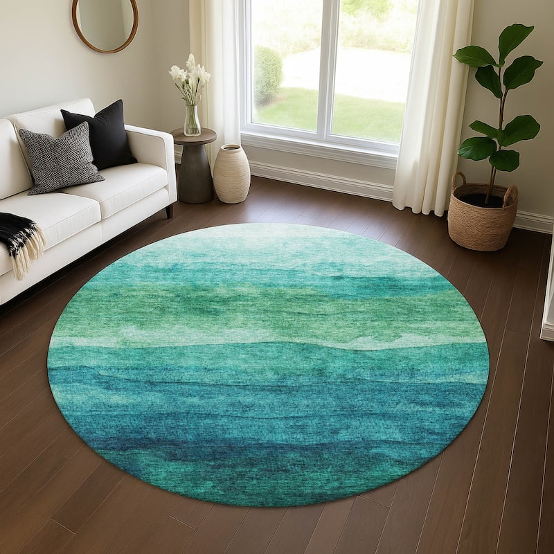 Premium Washable Super Soft Modern Ombre Mayfield Rug - Teal - 8' x 8'