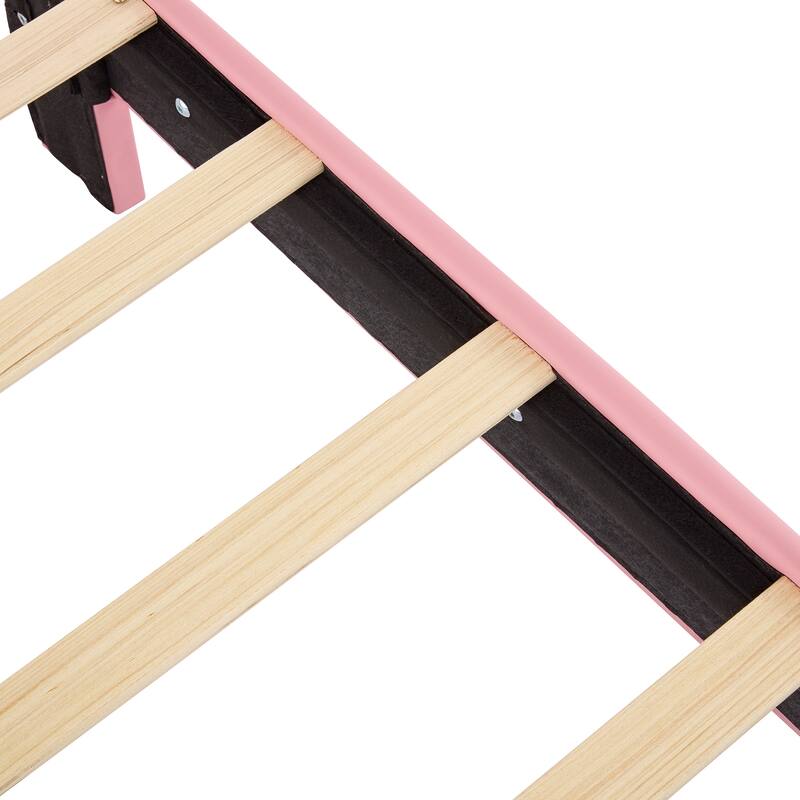 Crown Fantasy PU Leather Princess Bed with Tufted Headboard