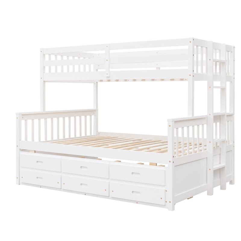 Twin-Over-Full Bunk Bed with Twin size Trundle , Separable Bunk Bed