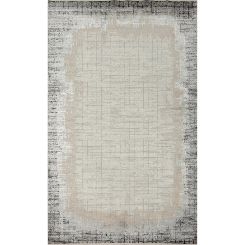 Machine Made Oriental Polyester Carpet Modern Geometric Beige & Ivories Modern Area Rug - 7' 7'' X 4' 10''
