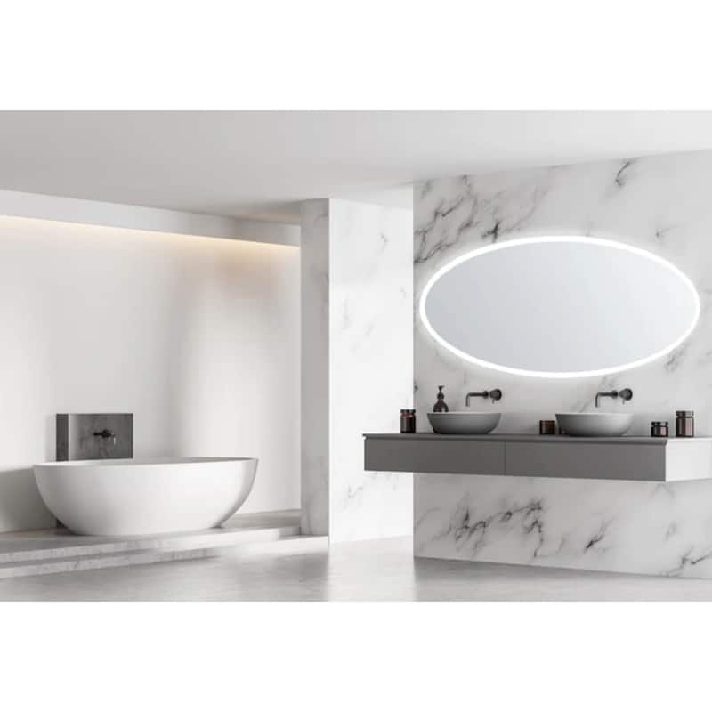 Modern Mirrors Aurora Oval Lighted Bathroom Vanity Wall Mirror - IP44