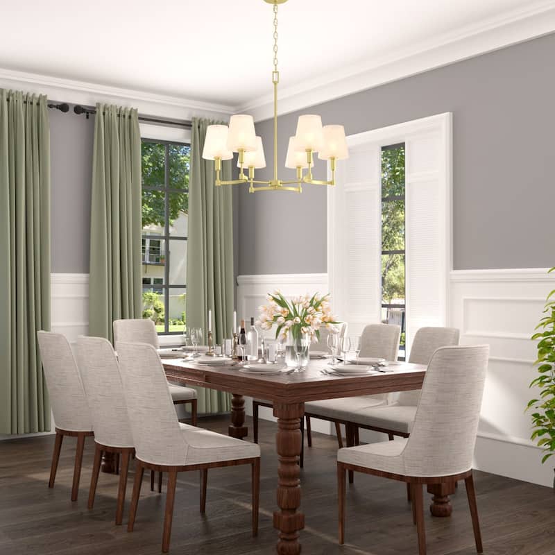 Acroma - 6 Light Gold Steel & Glass Dimmable Classic / Traditional Chandelier