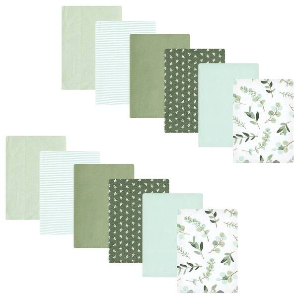 slide 1 of 1, Hudson Baby Infant Girl Cotton Flannel Burp Cloths Bundle, Eucalyptus, One Size - Eucalyptus - One Size One Size - Eucalyptus