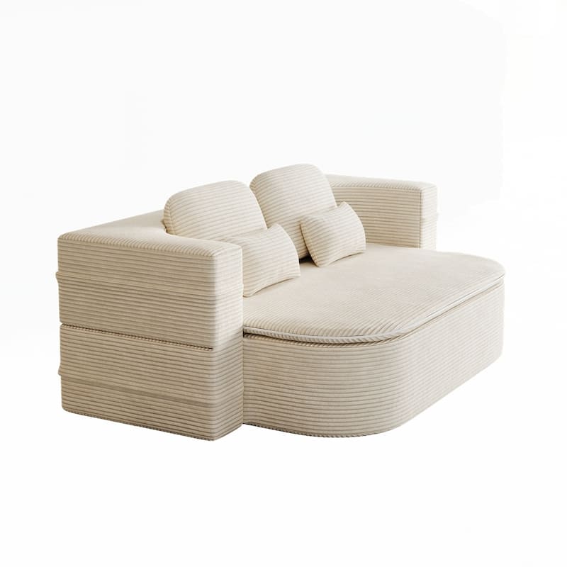 Folding Mattress Sofa with Fixed Shape Frame Convertible Sleeper Foam Sofa Bed with Blanket