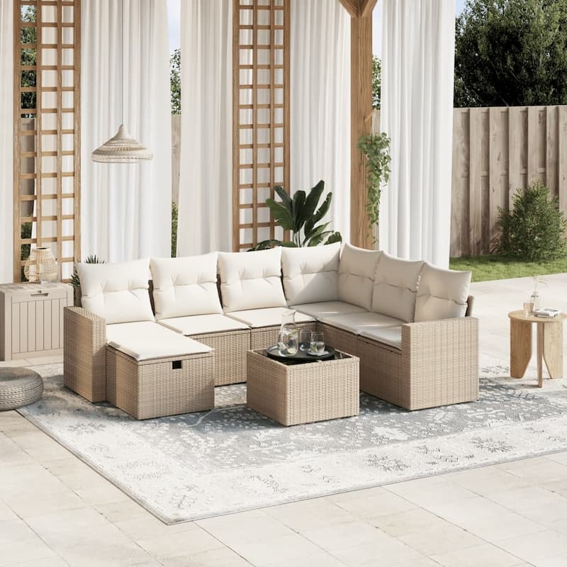 vidaXL Garden Sofa Set - Beige and cream Large
