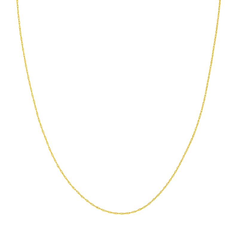 Curata 10k Yellow Gold 0.85mm Light Weight Rope Chain Necklace (Lobster)