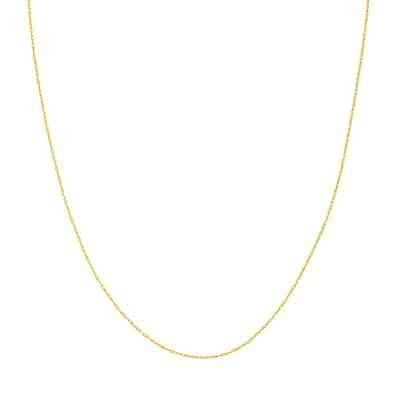 Curata 14k Yellow Gold 0.85mm Light Weight Rope Chain Necklace (Lobster)