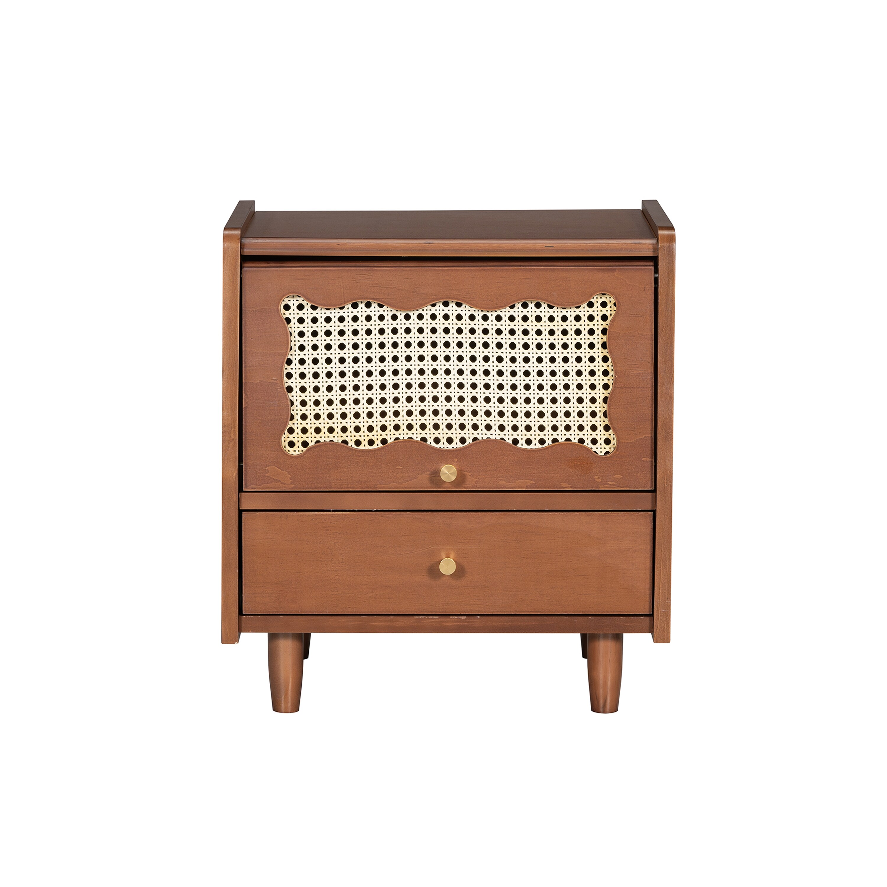 3 Pieces Bedroom Set with Wooden Bed Frame,1 Vintage Nightstand and 1 Makeup Vanity Set with Stool