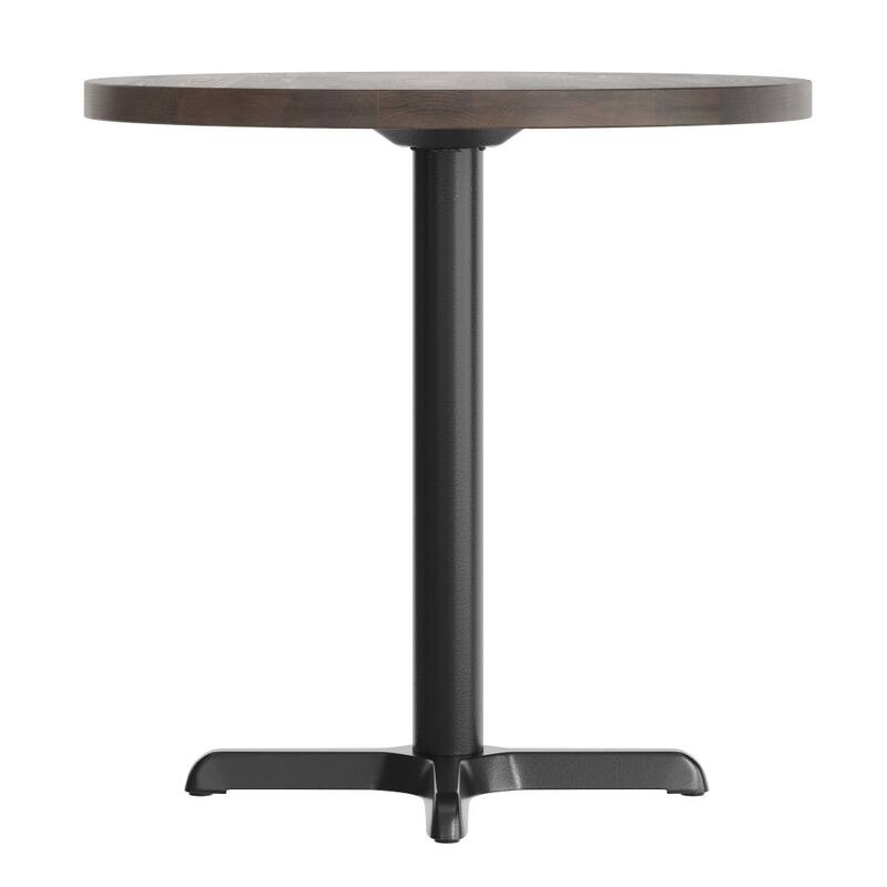 Round Solid Wood Commercial Tabletop with 22" x 22" Table Height X-Base - 30"W x 30"D x 29.5"H