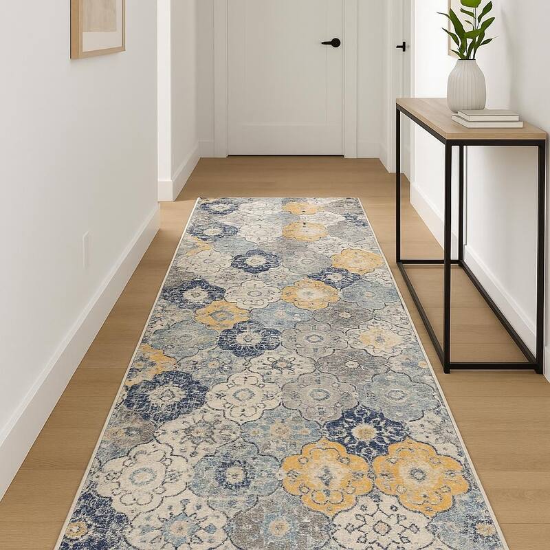 HomeRoots Abstract Modern Runner Area Rug - 216.00 in. x 27.00 in.  x 0.40 in.