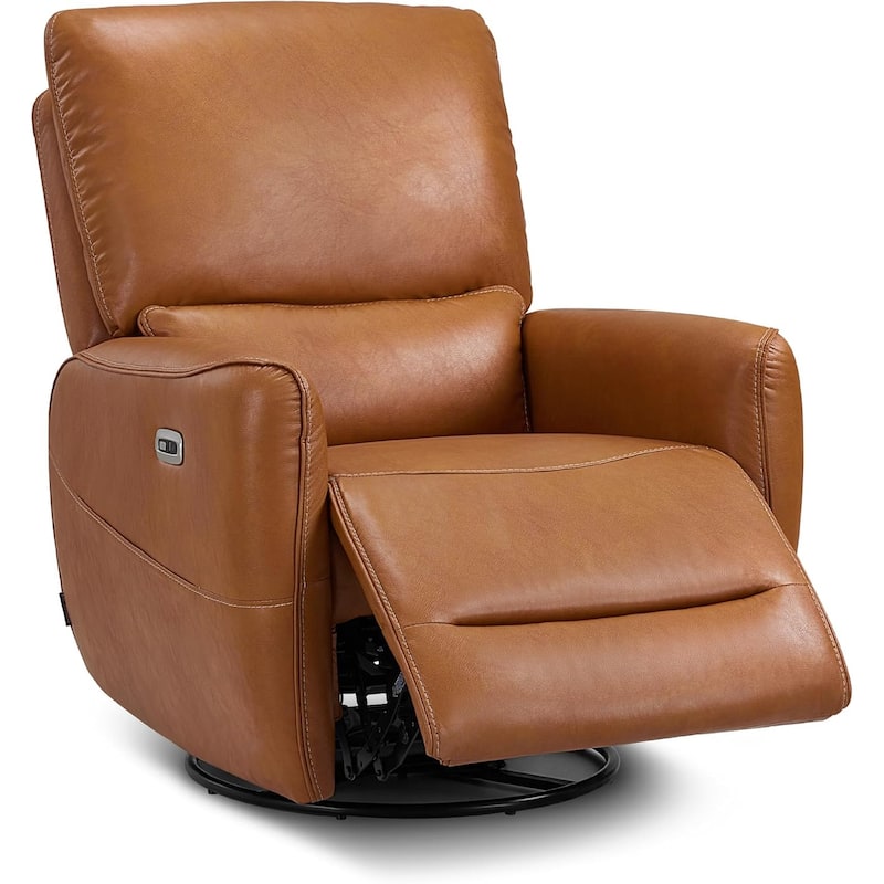 MCombo Power Swivel Rocker Recliner with Lumbar Support, Faux Leather Electric Nursery Glider Recliner Chair