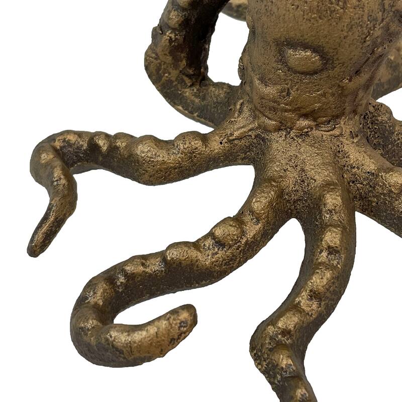 Bronze Cast Iron Octopus Paper Towel Holder Kitchen Bathroom Decor - 17 X 6.5 X 6.25 inches