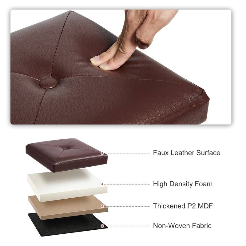 Folding Storage Ottoman, Foot Rest Stool Footstool, Leather Tufted Ottoman, Small Ottoman Cube for Living Room Bedroom Dorm