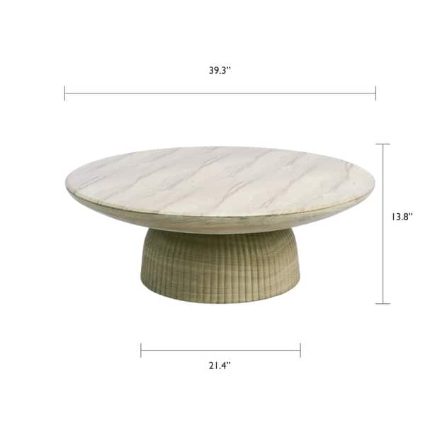 dimension image slide 2 of 4, Studio London Maddox Single Round Coffee Table Stone Marble Effect
