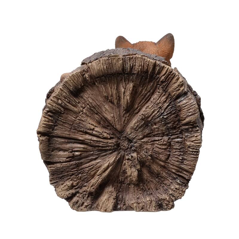 Fox Couple in Stump Outdoor Garden Statue - 11.5"