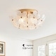 preview thumbnail 9 of 10, Frieda Modern 3-Light 16" Brushed Brass Clear Glass Flower Flush Mount - 16 inches in diameter x 7.5 inches H