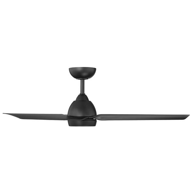 Mocha Indoor/Outdoor 3-Blade Smart Ceiling Fan 54in Matte Black with 3000K LED Light Kit and Remote Control with Wall Cradle